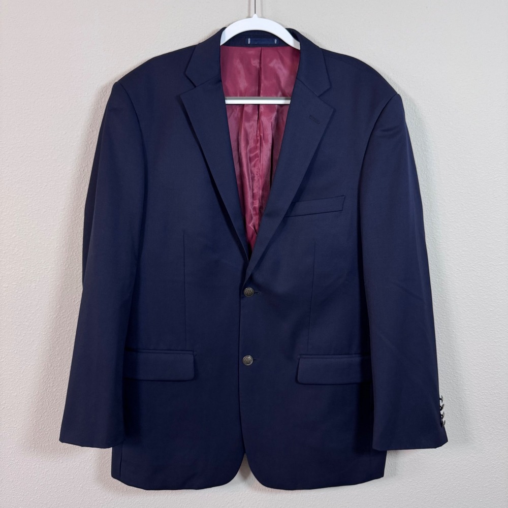 Paul Fredrick Navy Blue 100% Wool Blazer Sport Coat Preppy Classic Menswear 44R